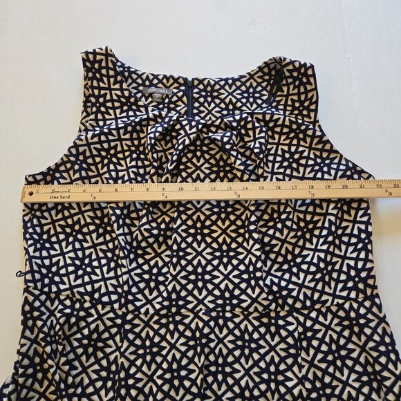 Roz & Ali Navy Blue Tan White Geometric Sleeveless A-Line Midi Dress Sz 20 - Picture 6 of 13